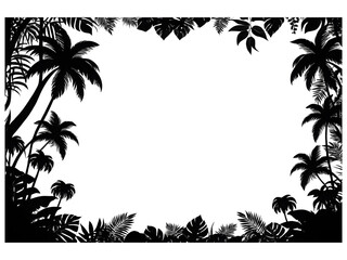 Jungle silhouette border frame png transparent background