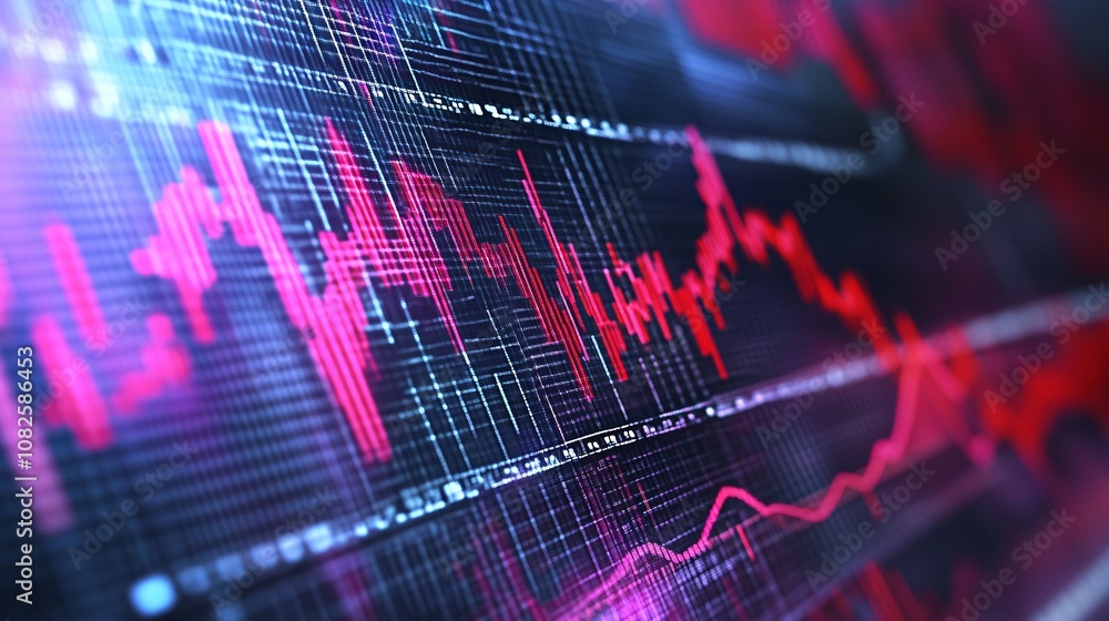 Poster stock market crash showing a rapid decrease in value on a screen