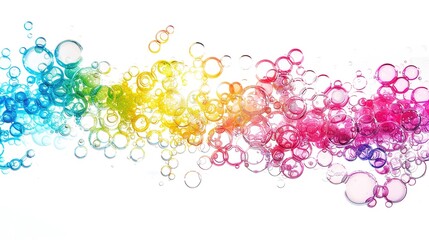 Rainbow Colored Soap Bubbles on White Background - a vibrant and cheerful visual. The soap bubbles add a playful touch to the clean, white backdrop.