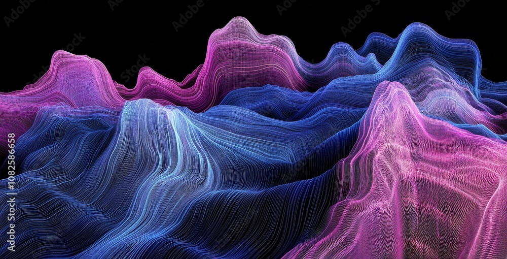 Aufkleber an embossed mesh representing cloud computing internet connections in a 3d illustration.