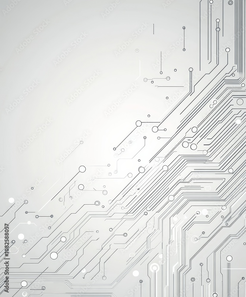 Poster a modern illustration with circuit boards and hexagons on a light gray background creates a futurist