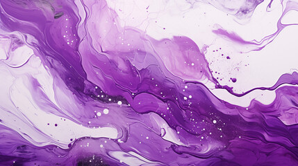 Abstract background with flowing purple and silver paint drips featuring artistic elegance and randomness
