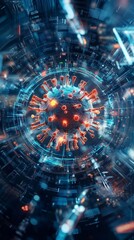 Fototapeta premium Digital Virus Simulation and Mitigation Strategies