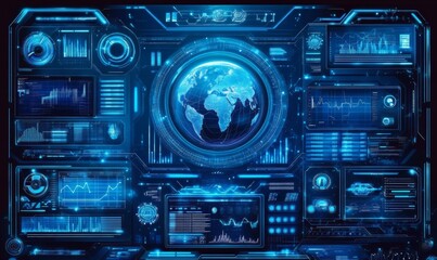 Obraz premium The technology of three-dimensional interfaces, a science fiction setting.