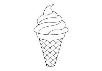 Continuous Line Art of Ice Cream Cone – Minimalist Dessert and Summer Treat Illustration