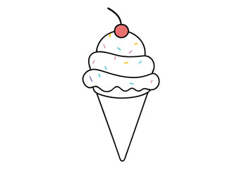 Continuous Line Art of Ice Cream Cone – Minimalist Dessert and Summer Treat Illustration