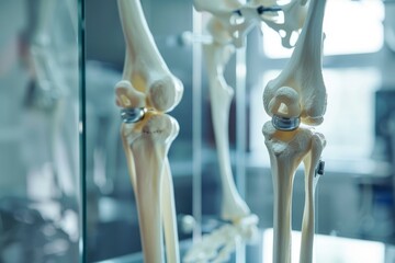 Anatomical model of a human knee joint with an artificial joint implanting