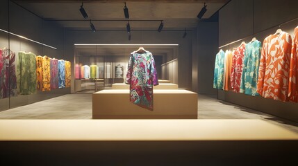 Explore the vibrant world of fashion with eye-catching floral patterns in a modern boutique setting