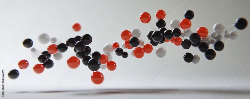 Poster connected spheres floating in space representing molecular structure