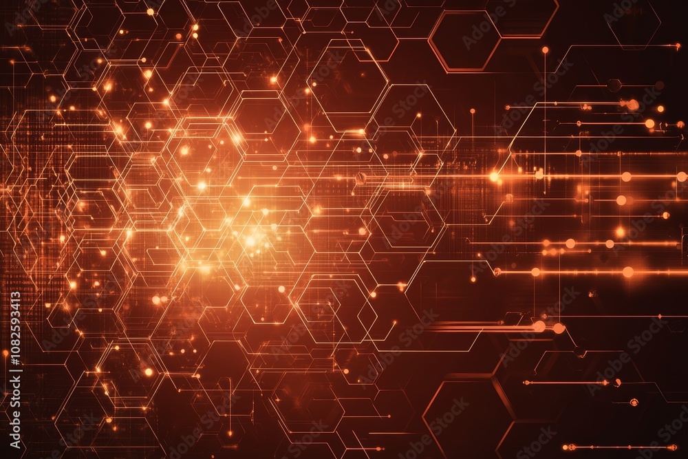 Poster the background of the image is adorned with hexagon shapes and connection lines symbolizing wireless