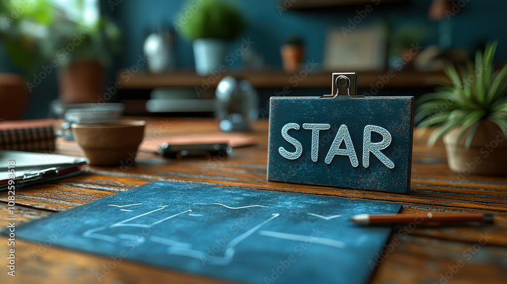 Aufkleber 3d illustration of star interview technique with situation task action result elements
