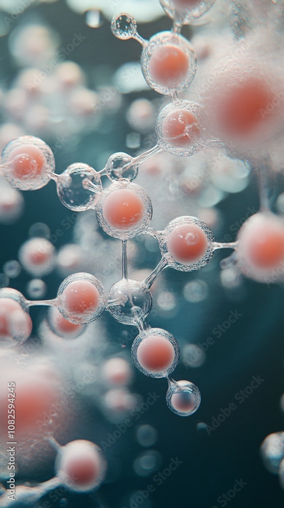 Aufkleber Microscopic view of molecules forming complex structure in laboratory setting