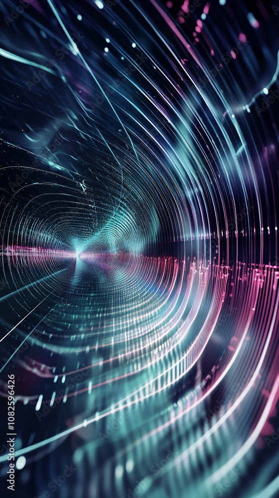 Aufkleber Abstract futuristic tunnel with glowing lines creating a sense of speed and motion
