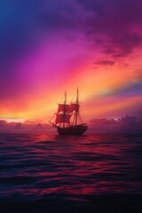 Fototapeta premium Sailboat at sunset