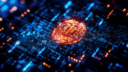 Complex biometric encryption systems safeguarding critical data with glowing holographic firewalls