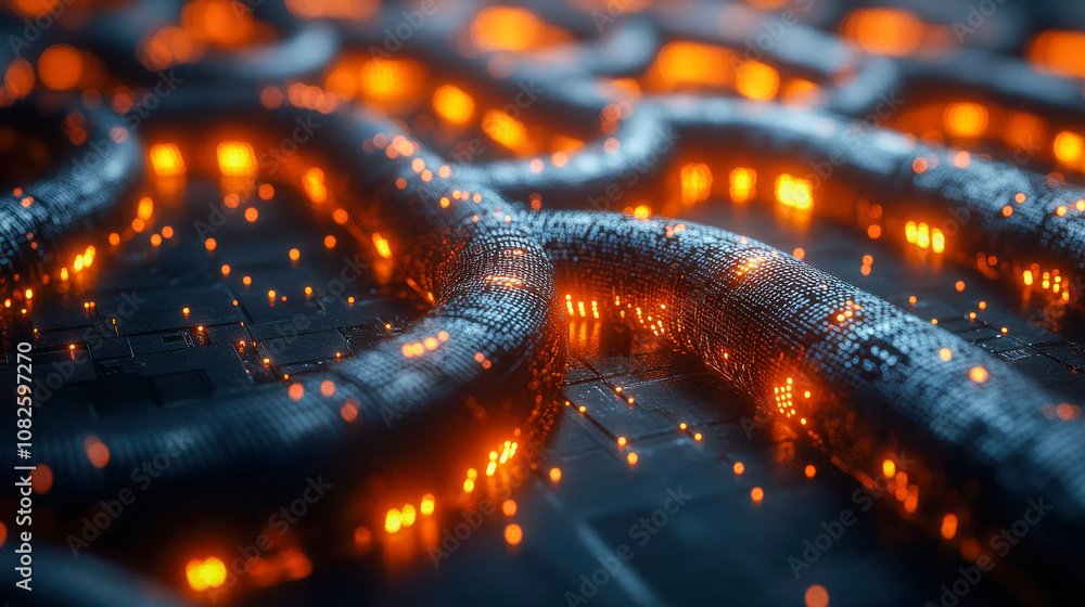 Poster close-up of glowing binary code waves, evoking themes of data flow, big data, and digital technology