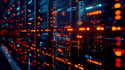 Complex digital firewalls glowing with multi-layer encryption, protecting sensitive infrastructure