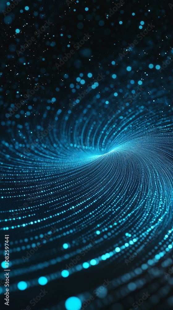 Poster Abstract swirling vortex of blue particles creating a dynamic flow