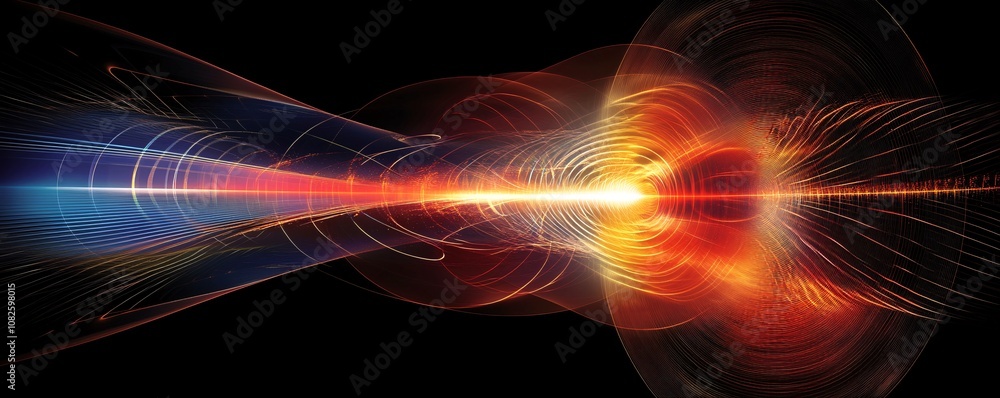 Aufkleber Wormhole showing a colorful tunnel effect with light rays emanating from the center