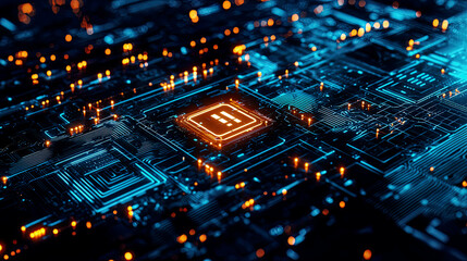 Obraz premium Complex glowing encryption shields safeguarding digital networks with AI-driven protection