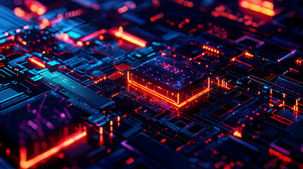 Obraz premium Futuristic AI-driven cybersecurity framework with glowing firewalls and complex encryption