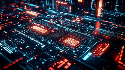 Obraz premium Futuristic digital defense grid with glowing firewalls and advanced data encryption