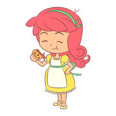 Girl eating chocolate chip cookie