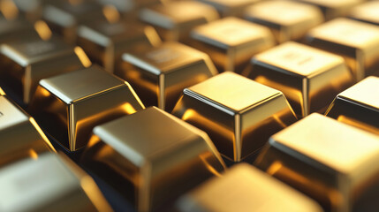 Obraz premium Gold bars forming a grid: wealth, investment, and financial security concept