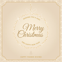 Obraz premium Christmas Card with a Christmas ball and snowflakes-Merry Christmas