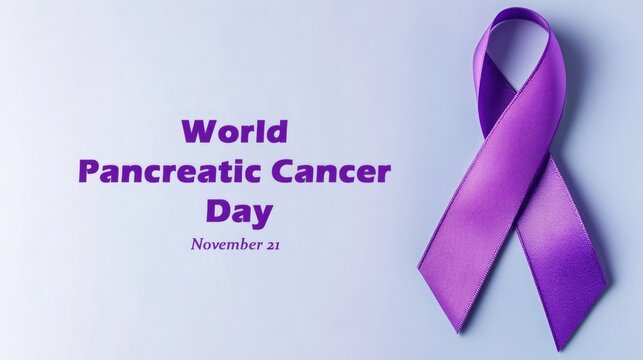 Celebrating World Pancreatic Cancer Day with a Purple Ribbon - Powered by Adobe