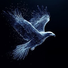 Birds flying together shaping with line particles picture