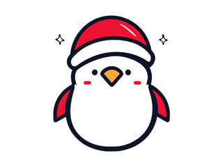 Christmas penguin in a Santa hat