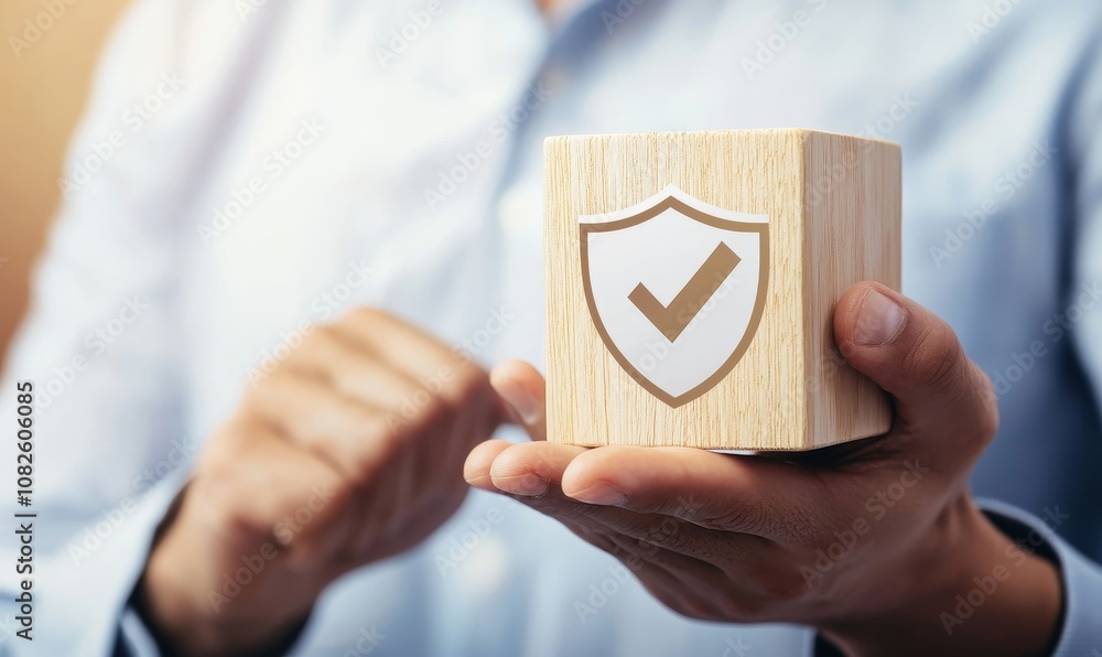 Poster Safety quality management concept, identity proofing for security protection systems, certification approval systems, or access security solutions.