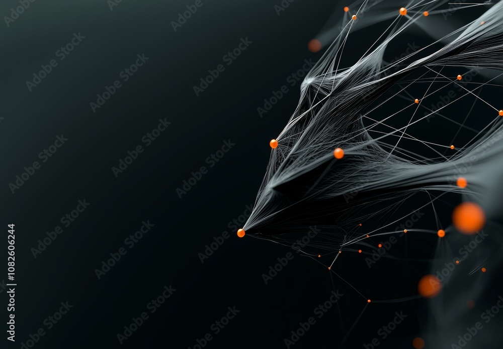 Poster Background with futuristic geometric abstract grid, floating binary code screen, UI - User Interface Fui Grid Lines