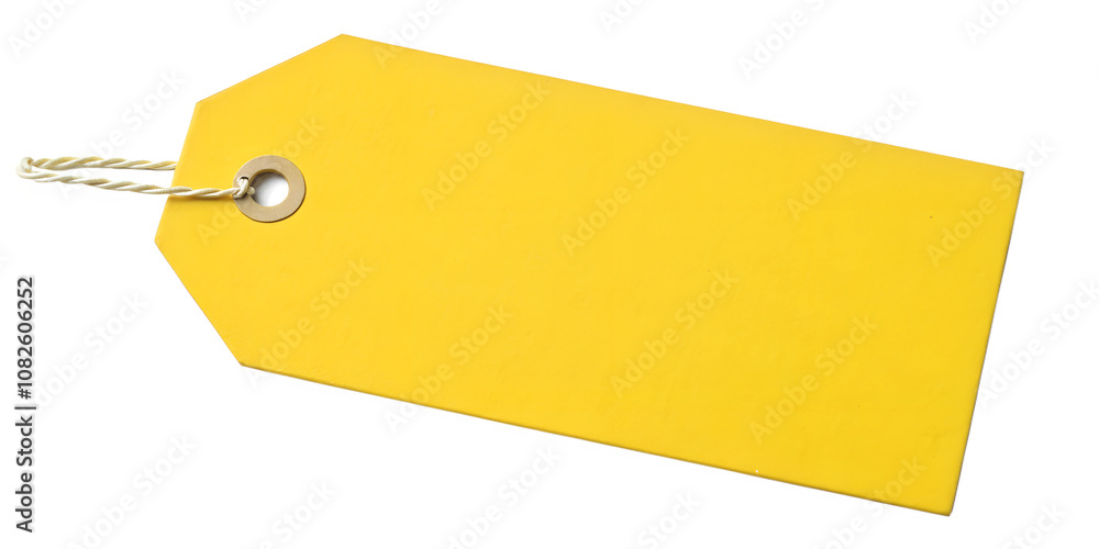 Poster blank yellow tag is frontal, horizontally even and symmetrically from edge to edge, ideal for labeli
