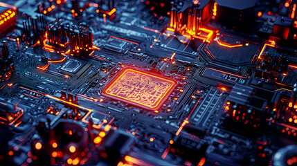 Obraz premium Hyper-detailed encryption systems protecting critical networks with glowing holographic firewalls