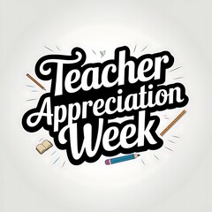 Teacher Appreciation Week Celebratory Text with School Supplies