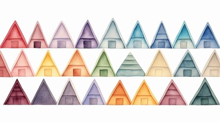National roof over your head day Colorful geometric a frame houses in watercolor art