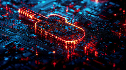 Intricate holographic encryption keys with glowing cybersecurity protocols, protecting sensitive data