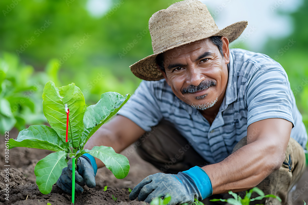 Poster farmers implement efficient drip irrigation systems to enhance nature conservation