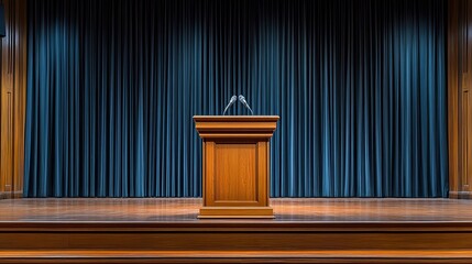 Wooden Podium Ready for Business Presentation