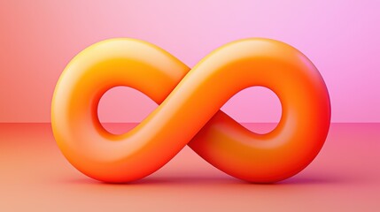 Infinity loop sculpture abstract art installation modern gallery bright environment close-up view creative concept