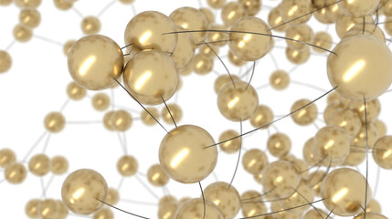 Abstract Golden Sphere Network Connection