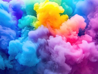 Fototapeta premium Rainbow Cloud Smoke Black Background