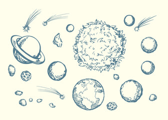 Vector drawing. Plan of solar system