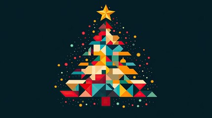 Colorful Geometric Christmas Tree Illustration