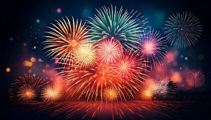 Fototapeta premium New Year, New Year's Eve, year, fireworks in the background, Bokeh