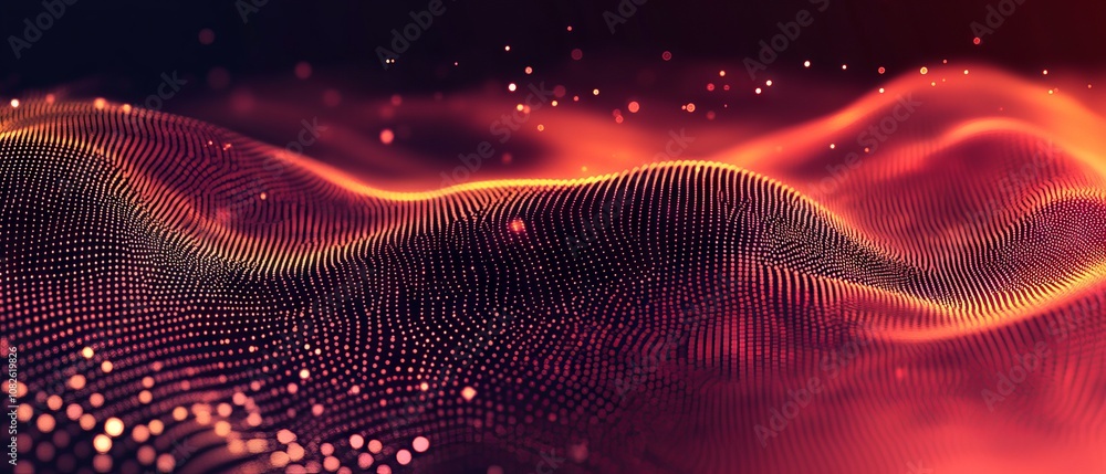 Aufkleber abstract digital wave of particles in a futuristic design technology and innovation concept backgrou