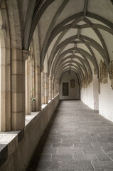 Vaulted corridor creating a perspective effect in ancient building