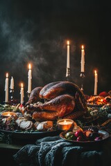 Bake roasted turkey dish for luxury traditional thanksgiving holiday gathering dinner